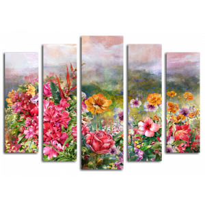Модульная картина Полевые цветы акварель