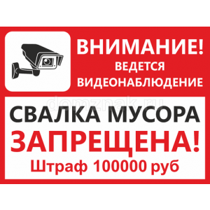 ТСЧ-025 - Табличка «Свалка мусора запрещена, ведется видеонаблюдение»